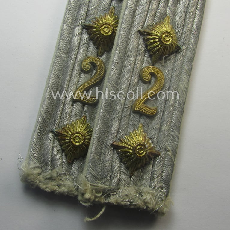 Pair of neatly 'cyphered', WH (Heeres) officers'-type shoulderboards as was intended for - and clearly worn by! - a: 'Hauptmann des Infanterie-Rgts. 2'