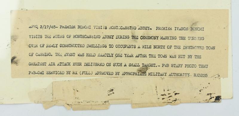 US WW2 Press Photo 'Monte Cassino'