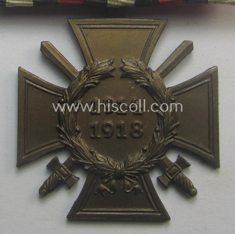 Neat - and not that often seen! - WWI- (ie. possibly TR-) period so-called: 'Einzelspange' (being of the desirable 'detachable-pattern'!) showing an: 'FKK 1914-18 mit Schwertern'