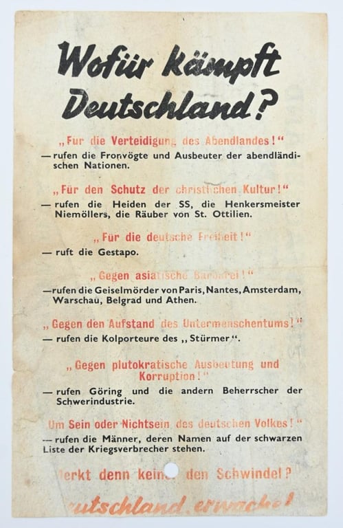 Allied WW2 Droppingsflyer 'Deutschland Erwache'