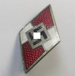 HJ (ie. 'Hitlerjugend') enamelled lapel-pin (ie.: 'Raute') with...