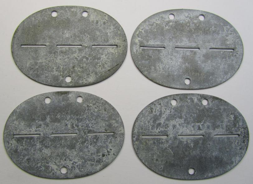 Interesting, zinc- (ie. 'Feinzink'-) based, female-staff-related ID-discs (ie. 'Erkennungsmarken') bearing all four the stamped unit-designation: 'Gen. z.b.V. IV Ers.D. - Betr.Helferinnenschaft' (being all four coming in a 'mint' condition)