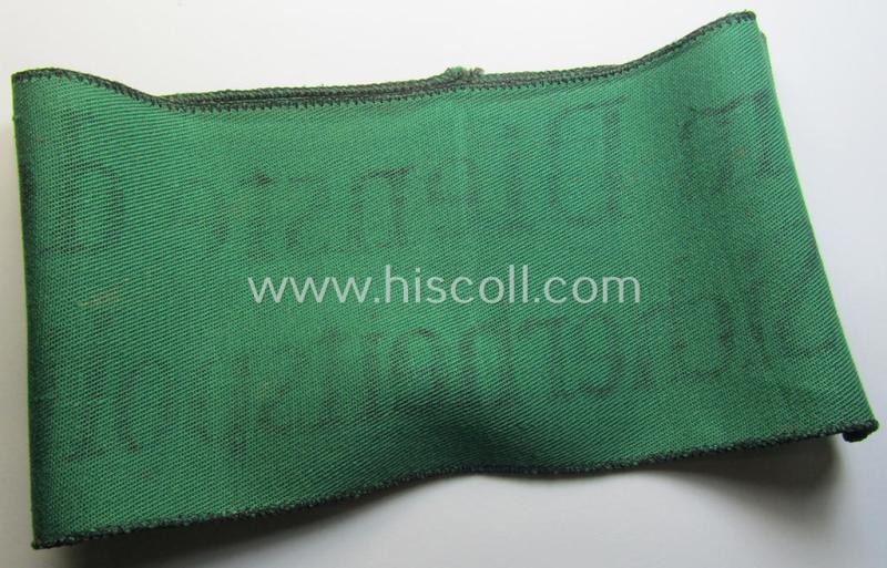 EM- (ie. NCO-) type armband as was intended for usage by a member who served within the 'Sicherheitsdienst'- (ie. 'SD'-) related so-called: 'Schützmannschaften' (ie. 'Schuma')