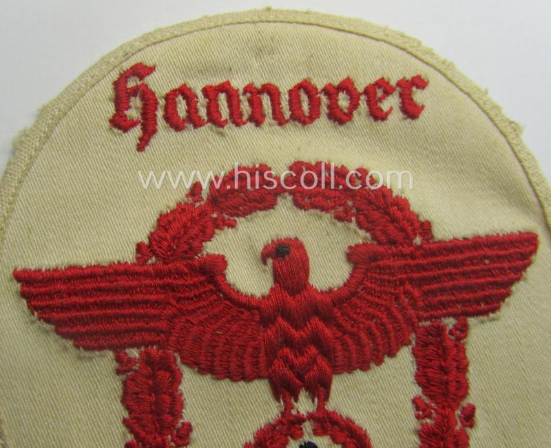 'Polizei- o. Feuerwehr'-related arm-eagle (ie. 'Ärmeladler') on white linnen: 'Feuerwehrpolizei Hannover'