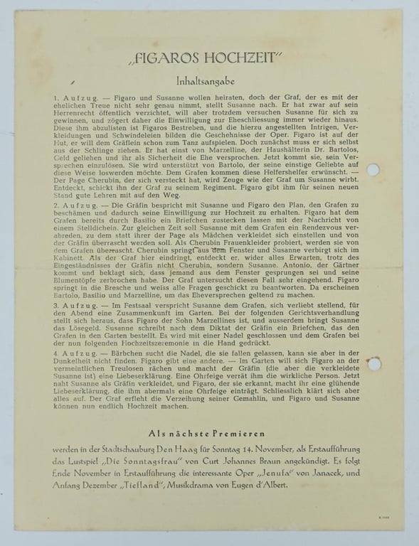 German/ Dutch Flyer 'Deutches Theater in den Niederlanden'