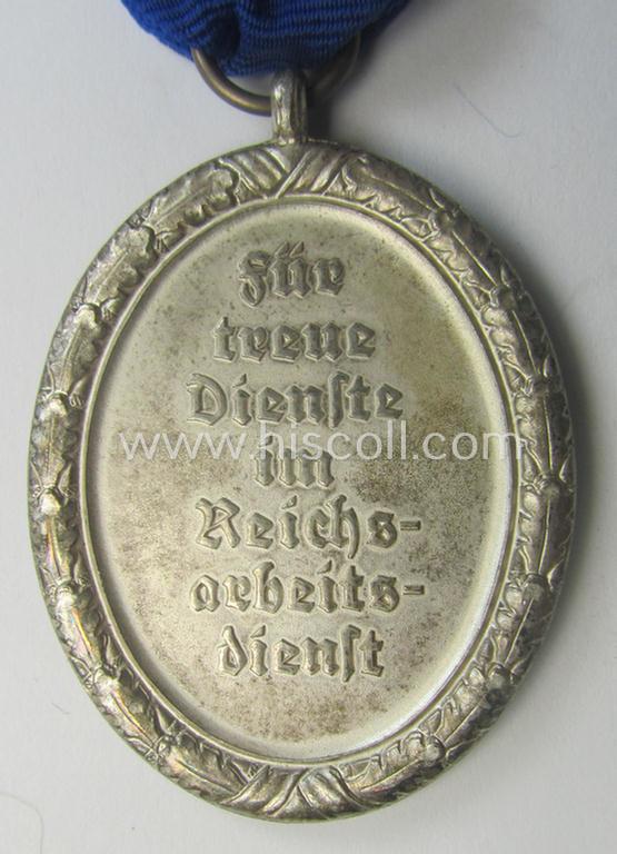 RAD (ie. 'Reichsarbeitsdienst') so-called: 'Dienstauszeichnung 3. Stufe für Männer' (as was intended for 12 years loyal-service) and that came mounted onto its period piece of ribbon (ie. 'Bandabschnitt')