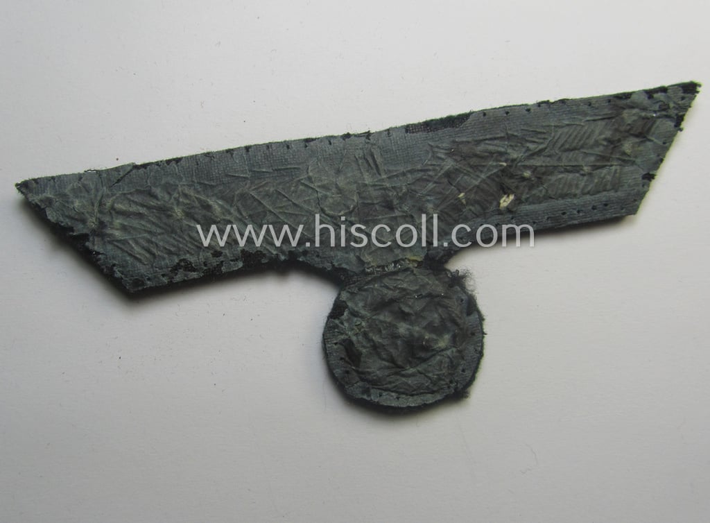 WH (Heeres) officers'-type, hand-embroidered breast-eagle (ie. 'Brustadler für Offiziere') as was executed in bright-silverish-coloured braid as was intended for usage on the various officers'-pattern tunics