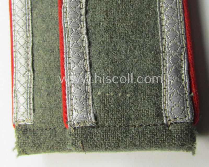 Attractive - and fully matching! - pair of WH (Heeres) early- (ie. mid-) war-period- (ie. 'M40'- ie. 'M43'-pattern), 'standard-issued' NCO-type shoulderstraps as was intended for an: 'Unterwachtmeister eines (Sturm)Art.-Abts. o. Rgts.'