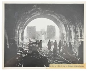 US WW2 Press Photo 'Remagen Bridge'