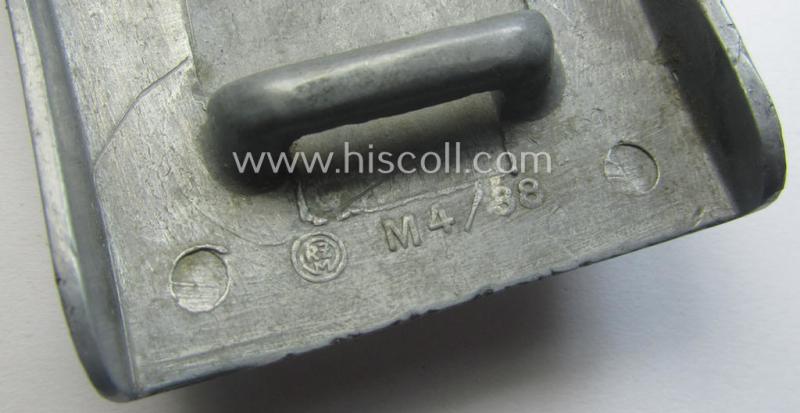 HJ (ie. 'Hitlerjugend') zinc- (ie. 'Feinzink'-) based- (and/or unusually 'molded'-pattern!) belt-buckle being a maker- (ie. 'RzM M4/38'-) marked example
