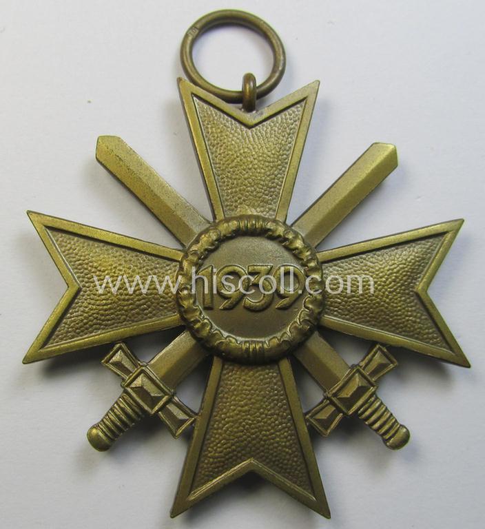 Neat medal-set: 'KvK 2. Klasse mit Schwertern' being a maker- (ie. '10'-) marked (and just minimally used) specimen by the maker- (ie. 'Hersteller') named: 'Förster & Barth' and that comes as issued and found