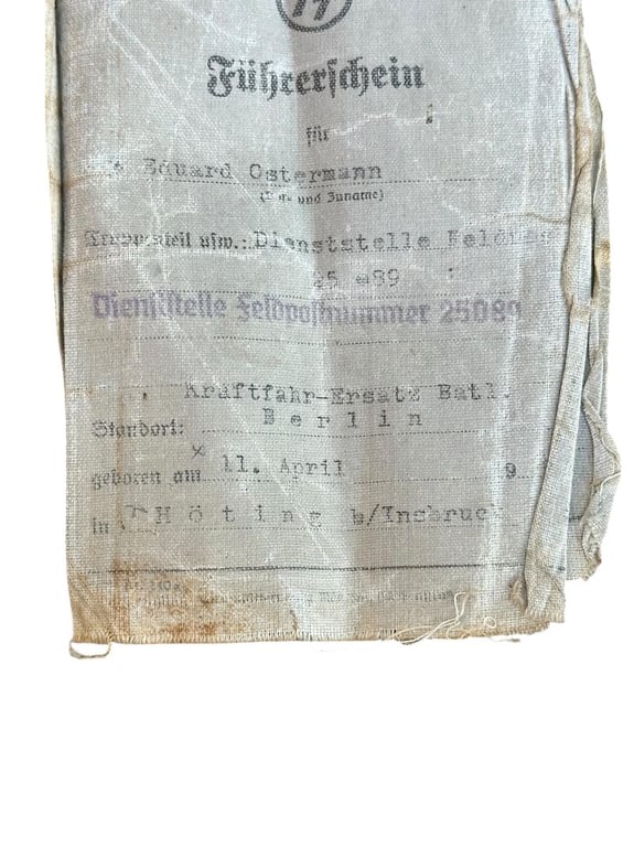 German WWII SS Führerschein (Dass Reich)