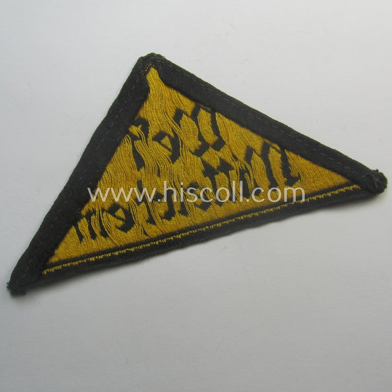 'HJ' ('Hitlerjugend') district-triangle (ie. 'Gebietsdreieck') entitled: 'West Mittelrhein' (being a moderately used- ie worn example that misses its 'RzM'-etiket)
