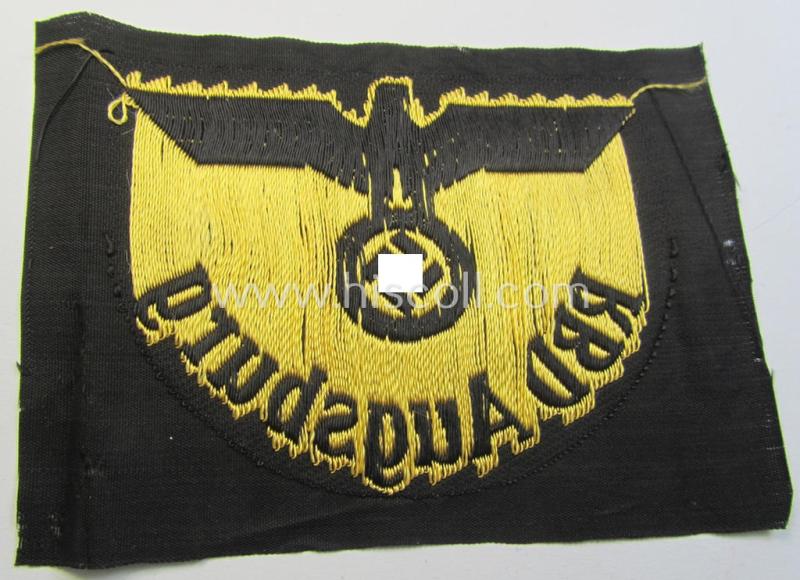 Neat, RB- ('Reichsbahn'-) related arm-eagle as executed in 'BeVo'-weave style as was intended for an official of the: 'Deutsche Reichsbahn' ie. the 'RBD Augsburg' (or: 'Reichsbahndirektion Augsburg')