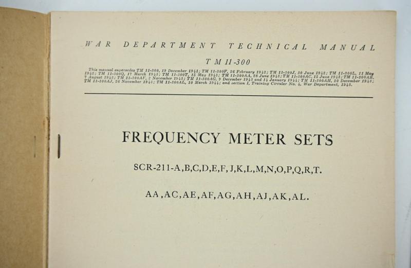 US WW2 TM11-300 Frequency Meter Set Manual
