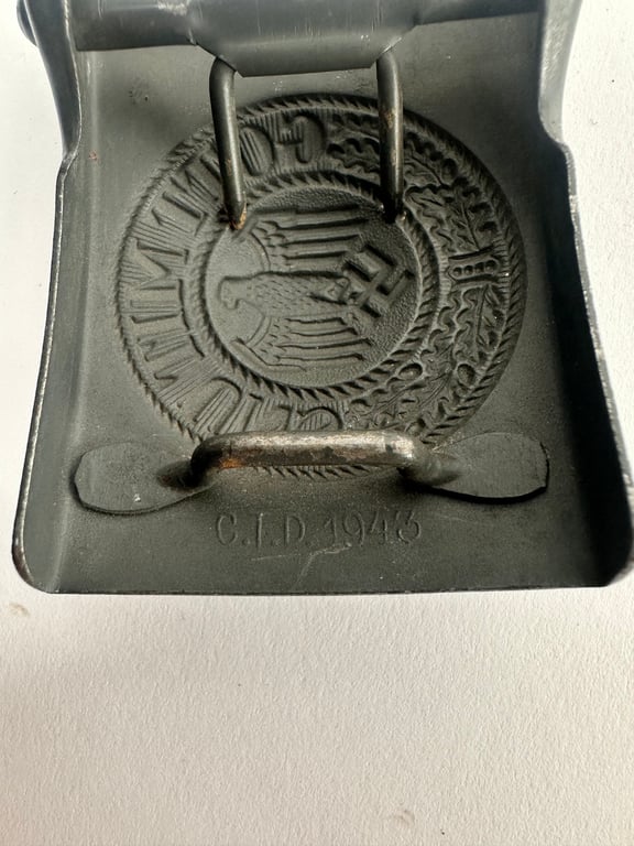 Steel Heer belt buckle marked C.T.D. 1943 "mint"