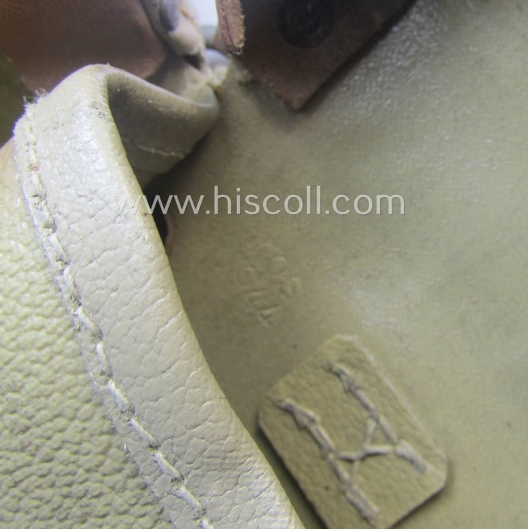 Pair of Wehrmacht (Heeres, Luftwaffe, Waffen-SS etc.) so-called: G43 (ie. 'Selbstladegewehr 43') ammunition-pouches (being a 'virtually mint ie. unissued' example as executed in pebbled-styled, light-beige-brown-coloured 'Ersatz'-leather)