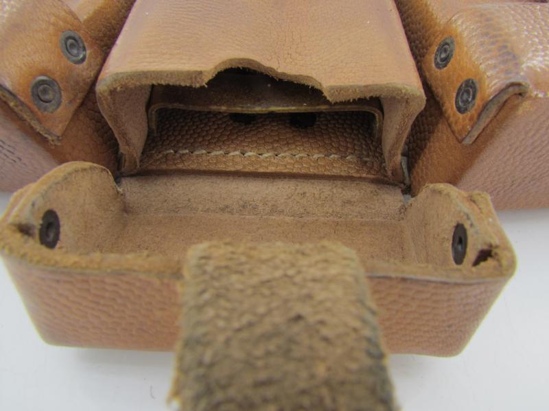 RARE matching set of brown leather K98 ammunition pouches