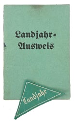 German Hitlerjugend Landjahr ID Booklet & Patch