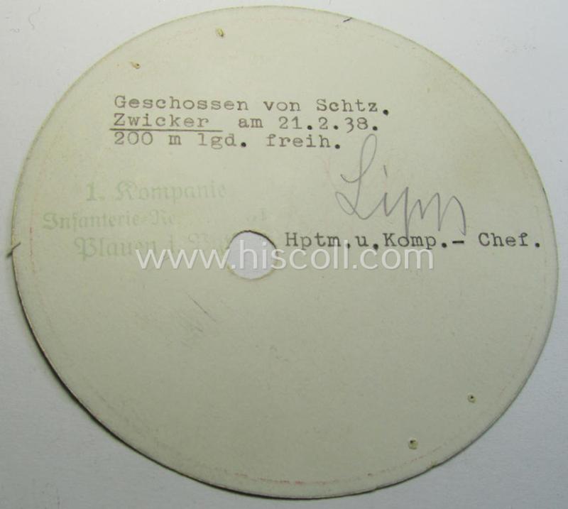 Interesting, pre-WWII-period (1938-dated) colourful, carton-based shooting-target (ie. 'Schießziel') depicting a grouse as was issued to: 'Schütze Zwicker' (member within the: '1./Infanterie-Regiment 31')