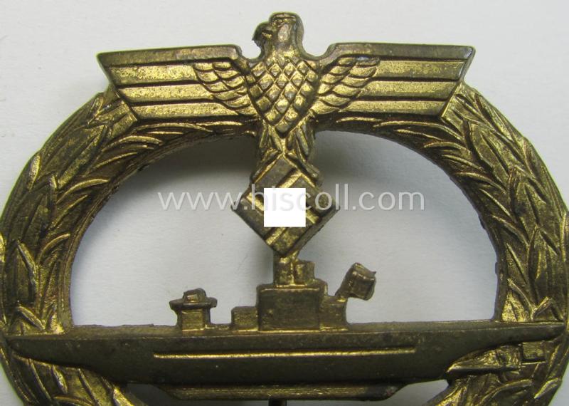 WH (Kriegsmarine) zinc- ie. 'Feinzink'-based: 'U-Bootkriegsabzeichen' being a (typical) non-marker-marked example by the: 'E.Ferd. Wiedmann'-company