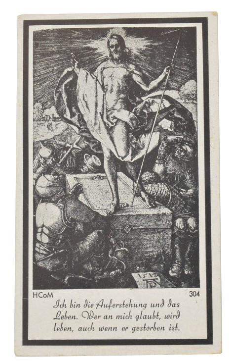 German WH Deathcard 'Josef Eckinger' Stalingrad