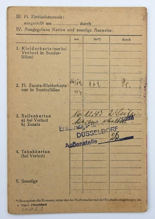 German Third Reich I.D. Card 'Fliegergeschädigte'