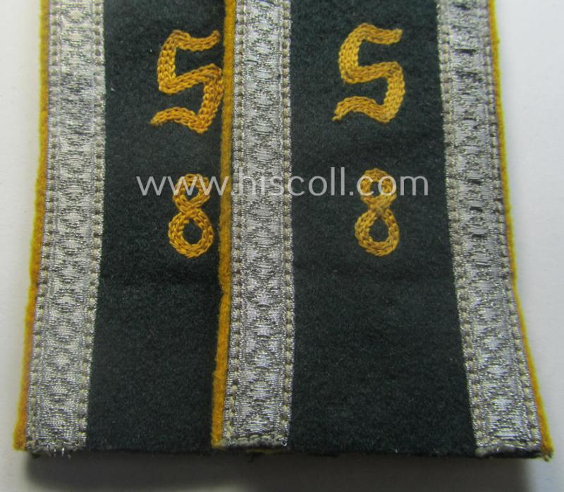 Pair of early-period (ie. 'M36 o. M40'-pattern and rounded-styled) WH (Heeres) 'cyphered', NCO-type shoulderstraps as was intended for an: 'Unteroffizier u. Mitglied des Kav. o. Aufklärungs-Schützen-Rgts. 8'
