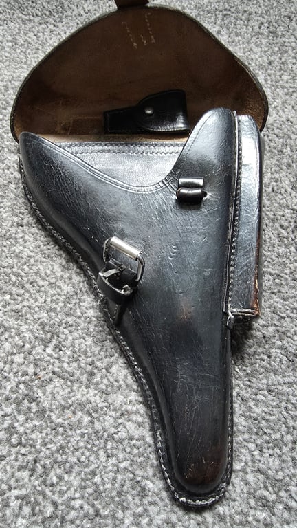 P08 (Hard Shell) black leather pistol Holster (Luger)