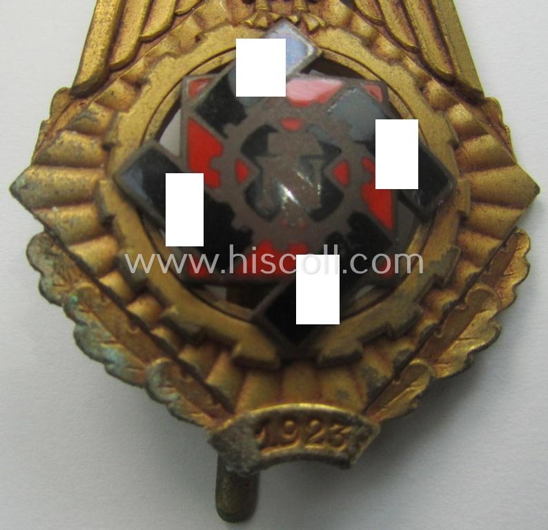 'Technische Nothilfe' (ie. 'TeNo') so-called: 'Ehrenzeichen mit Jahreszahl 1923') being a neat maker- (ie. 'Wilh. Fühner'-) marked and serial-numbered example that comes stored in its accompanying etui-inlay