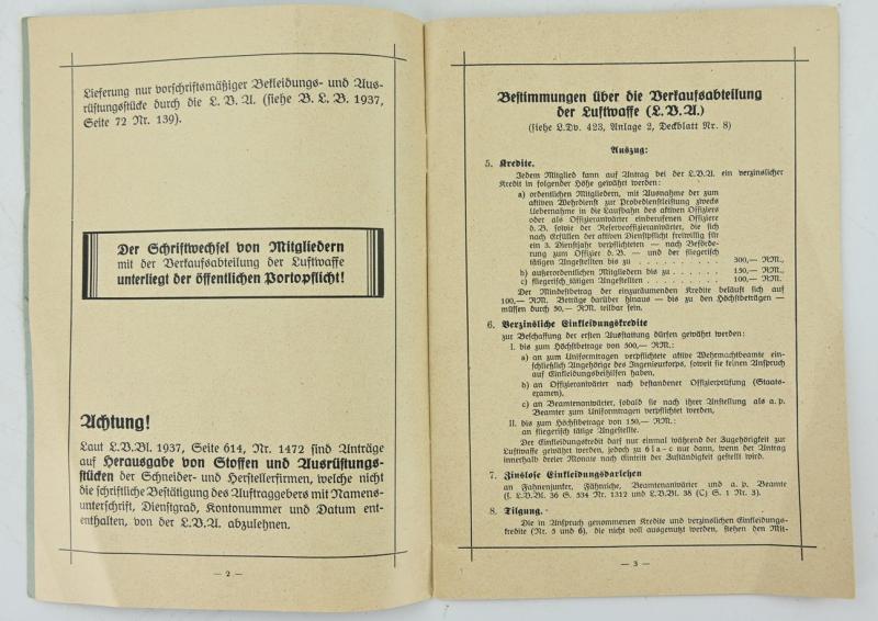 German Luftwaffe Clothing Price List Nr. 11 Booklet