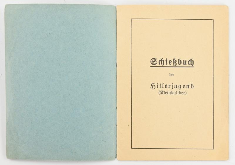 German Hitler Youth Shooting Badge with Portrait Picture and Shooting Booklet.