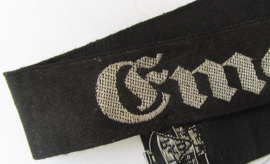 Attractive, RAD (ie. 'Reichsarbeitsdienst') officers'-pattern, commemorative cuff-title (ie. 'Dienstärmelstreifen') depicting the text: 'Emsland' (as was intended for commisioned-staff working on the various 'Westwall'-fortifications)