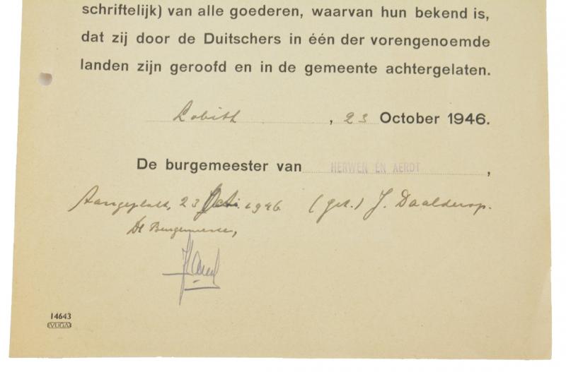 Dutch Announcement Leaflet 'Stolen Goods'