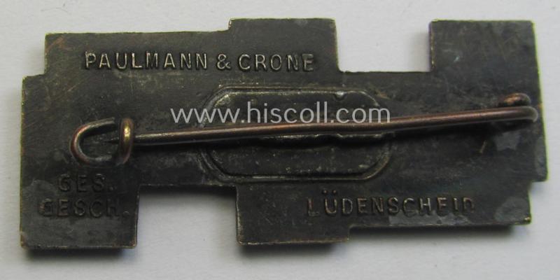 Silver-toned, HJ/BDM (ie. 'Hitlerjugend' or: 'Bund Deutscher Mädel') day-badge (ie. 'tinnie' or: 'Veranstaltungsabzeichen') as was issued to commemorate participation within the: 'Tag des deutschen Mädels - Köln - 14.15. Oktober 1933'