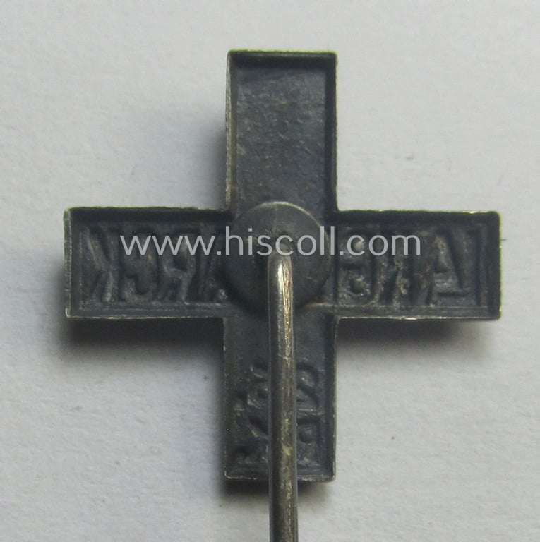Attractive - and actually scarcely found! - silver-toned- (and I deem typical 'Buntmetall'-based!) 17-mm. sized miniature of a so-called: 'Langemarck-Kreuz des 26. Reserve-Korps' that comes in a wonderful condition