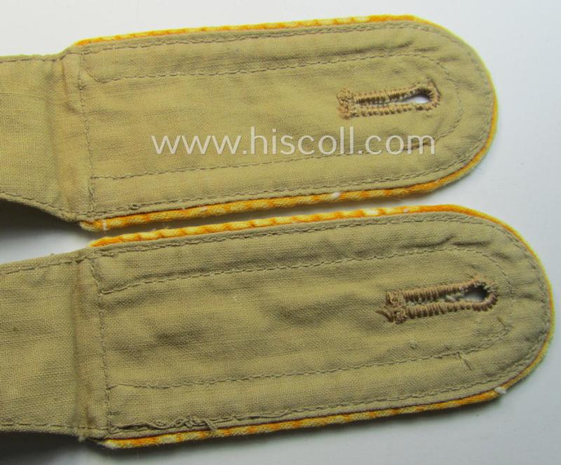 Pair of - truly used- and/or worn! - WH (Luftwaffe) 'tropical-styled' shoulderstraps (as was specifically for usage on the tropical-shirts ie. tunics) as was intended for usage by an: 'Uffz. der Flieger- o. Fallschirmjäger-Trpn.'