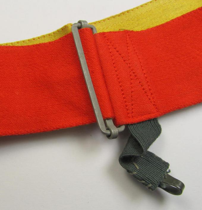 Bright-red- (ie. yellow-) coloured WH (Heeres, etc.) helmet-strap (ie. 'Helmband 36') being an example that is void of a makers'- ie. date-designation and that comes in an overall nice (and hardly used-), condition