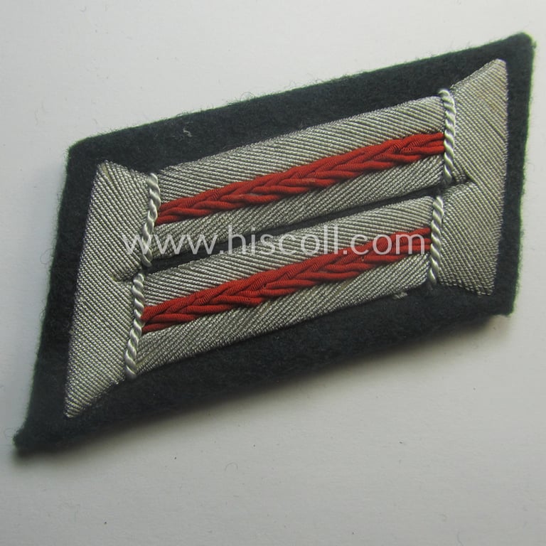 Attractive - and fully matching! - pair of WH (Heeres) officers'-type collar-tabs as piped in the bright-orange- (ie. 'orangeroter'-) coloured branchcolour as was intended for an officer serving within an: 'Feldgendarmerie-Abts. o. Akademie'