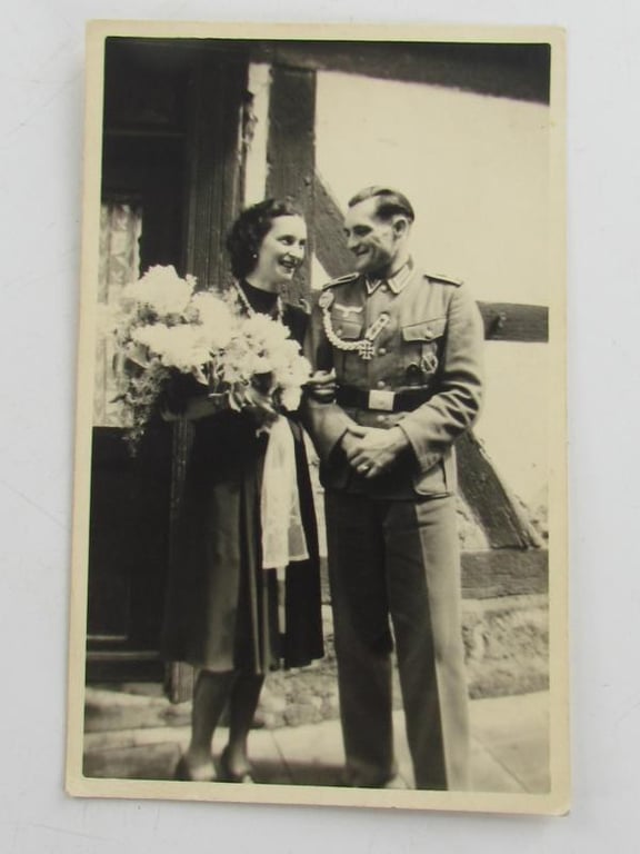2x Portrait Photo of a Wehrmacht Soldier with his Wife