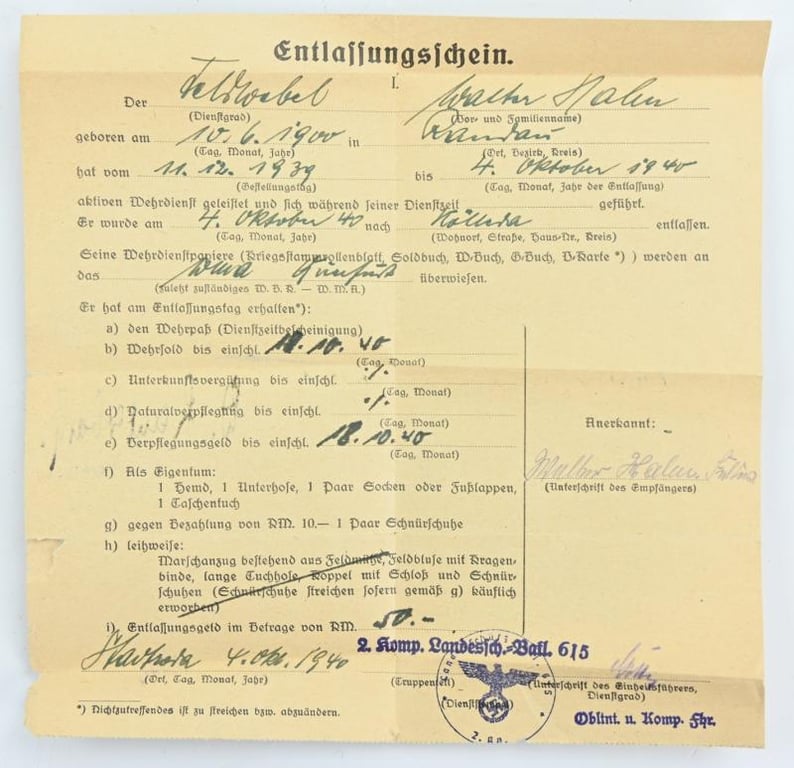 German Wehrpass 'Walter Hahn'