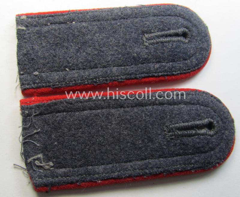 Neat - and/or fully matching! - pair of WH (Luftwaffe) NCO-type shoulderstraps as piped in the bright-red branchcolour as was intended for an: 'Uffz. o. Unterwachtmeister der Flak-Art.-Truppen'