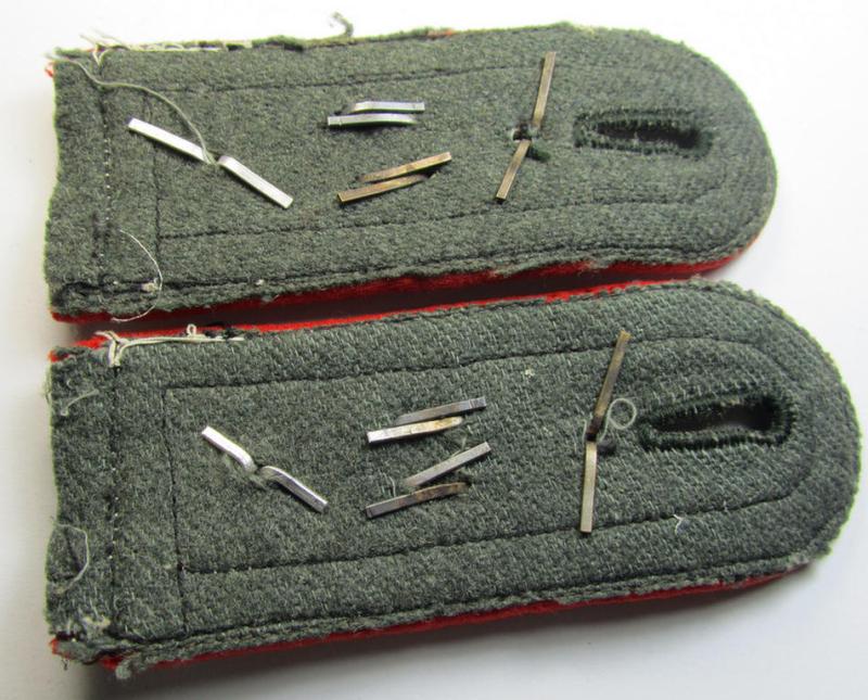 Attractive - and matching! - pair of 'cyphered' WH (Heeres) early-war-period- (ie. 'M36'- ie. 'M40'-pattern, 'standard-issued'- and/or rounded-styled) NCO-type shoulderstraps as was intended for an: 'Oberwachtmeister des Artillerie-Rgts. 27...