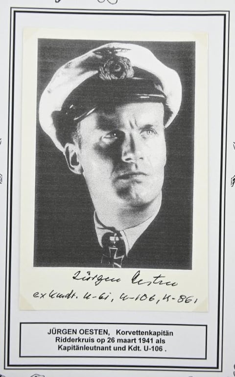 Signature of Kriegsmarine KC Recipient 'Jürgen Oesten'