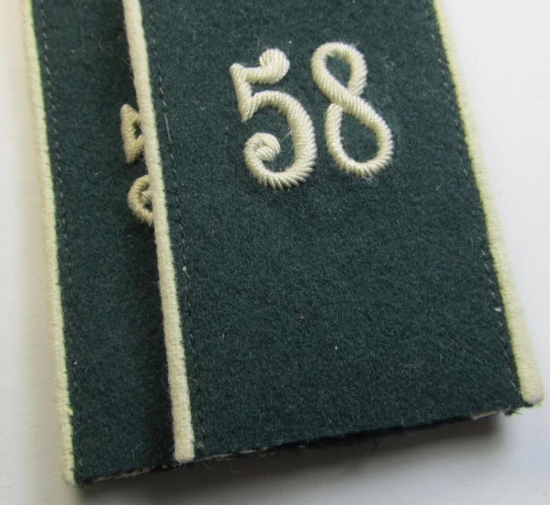 Superb - fully matching and actually not that often seen! - WH (Heeres) EM-type (ie. 'M36-/M40'-pattern- and 'rounded styled-') 'cyphered' shoulderstrap-pair as was intended for usage by a: 'Soldat des Infanterie-Regiments 58'