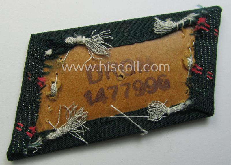 Superb, WH (Heeres) pair of (later-war-pattern) officers'-type collar-tabs (ie. 'Kragenspiegel für Offiziere') as executed in 'BeVo'-weave pattern as was intended for an officer serving within the: 'Panzer- o. Panzerjäger-Truppen'