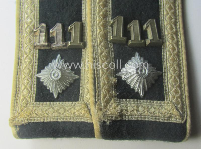 Pair of WH (Heeres) neatly 'cyphered', 'M40'-pattern NCO-type shoulderstraps: 'Feldwebel des Infanterie-Rgts. 111' (part of the '35. Inf.Div.')