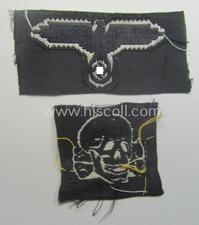 Waffen-SS, 'BeVo'-woven-style skull- and cap-eagle-set (ie. 'Totenkopf- u. Adler-Effektensatz für Schiffchen o. Einheitsfeldmütze')