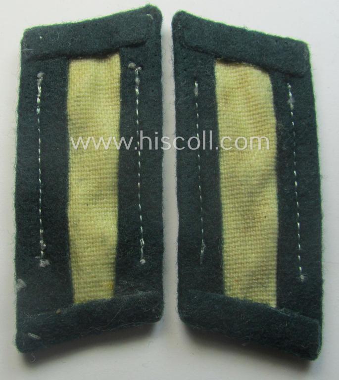 Pair of pre-war-period WH (Heeres) 'M36' (ie. 'M40'-) type collar-patches (ie. 'Einheitskragenspiegel') as piped in the green-coloured branchcolour as intended for usage by a: 'Soldat der Jäger- o. Gebirgsjäger-Truppen'