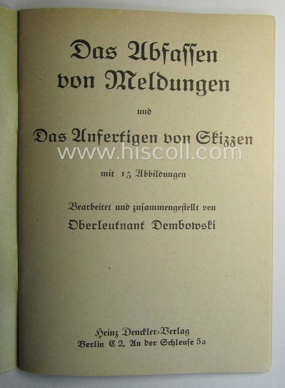 WH-related instruction-booklet entitled: 'Das Abfassen von Meldungen'